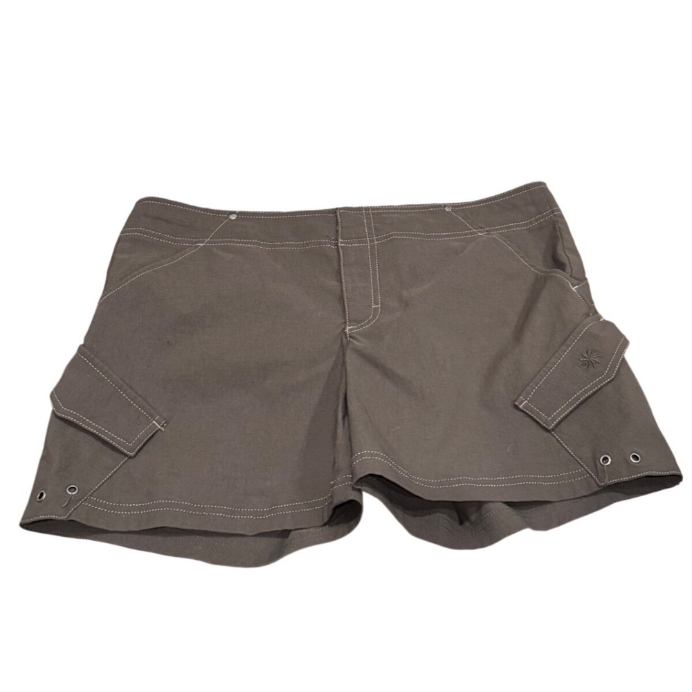 Athleta Womens Green Cargo Hiking Shorts Contrast Stitching Size 8